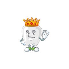The Charismatic King of teeth cartoon character design wearing gold crown