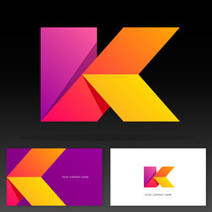 Letter K logotype design – Colorful vector emblem. Business card templates. Stock vector illustration.