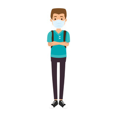 young man with face mask isolated icon vector illustration design