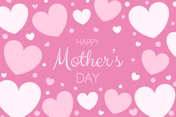 Happy Mother’s Day. Concept of a banner with cute hearts and wishes. Vector