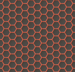 Vector 3D effect. Hexagon geometric seamless pattern of modern cover. Dark background.