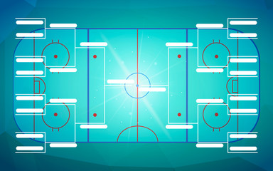 Tournament bracket template for 16 teams on blue hockey field background