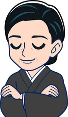 黒い和服を着た女性