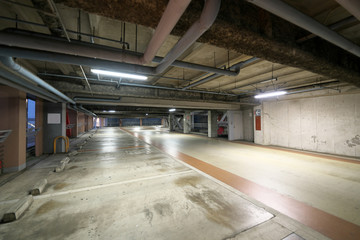 Fototapeta premium Tokyo,Japan-April 17, 2020: Floor or slope of Multi-storey spiral car park in Tokyo, Japan 