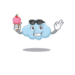 Cartoon design concept of blue cloud having an ice cream