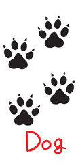 set of black dog tracks, icon, isolated object on a white background, vector illustration,