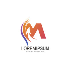 M logo with arrow design illustration, Letter m icon 
