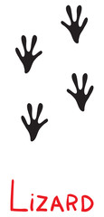 Fototapeta premium set of black lizard footprints, icon, isolated object on white background, vector illustration,