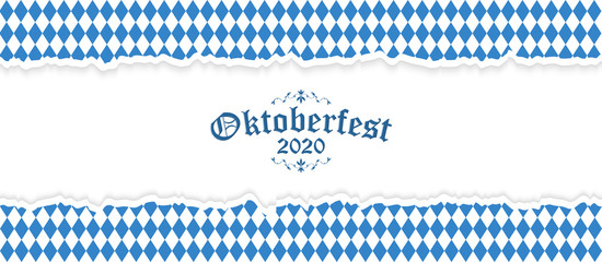 Oktoberfest 2020 background with ripped paper