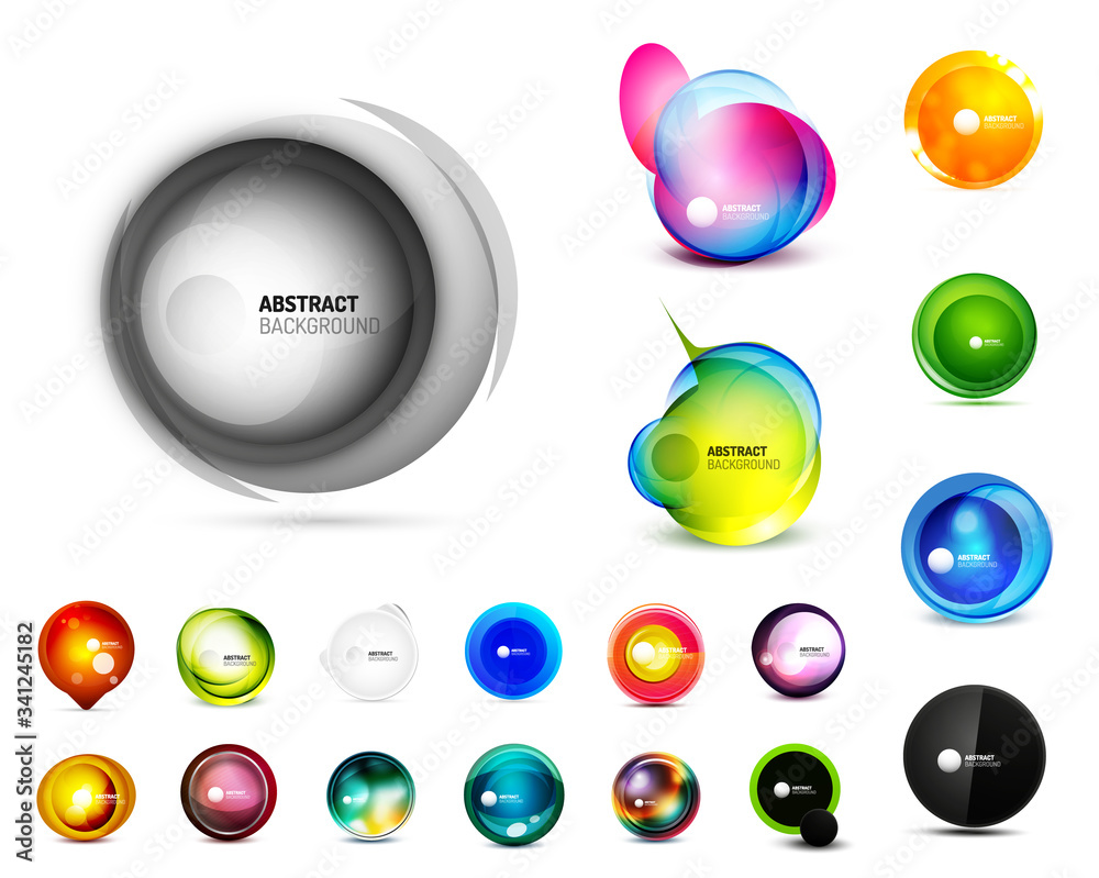 Wall mural set of circle buttons or banners for text, modern round shape design templates. abstract backgrounds