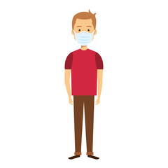 young man with face mask isolated icon vector illustration design