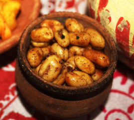 rosted peanut,groundnut Indian Food served in Mud Bowl