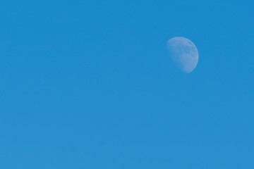 The crescent moon over a cloudless sky

