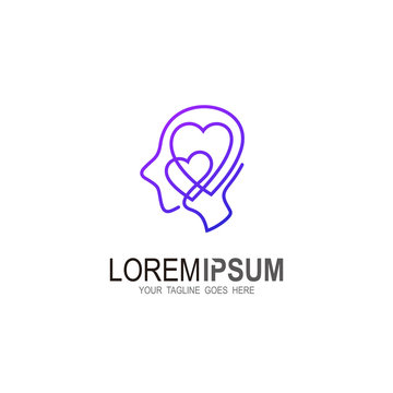 Head logo with illustration of line design, love line logo