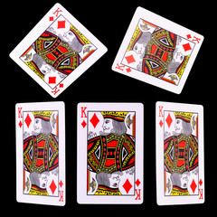 Playing cards for poker game on black background with clipping path.