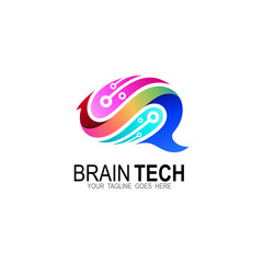 Brain logo with colorful design technology