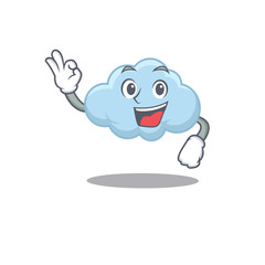 Blue cloud mascot design style with an Okay gesture finger