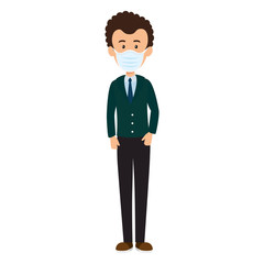 businessman with face mask isolated icon vector illustration design