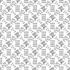 Toucan bird. Mexican abstract patterns with bird. Mexico Vector Seamless pattern. Mexican items - Hand drawn doodle Mexican patterns. Mexican wall pattern with birds and abstract figures
