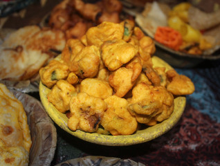 Pakoda,Crispy onion ndian snack served with village style
