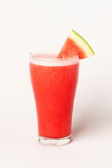 Fresh watermelon smoothie on white background