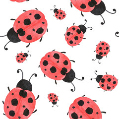 Ladybugs watercolor pattern
