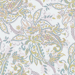Fototapeta na wymiar Paisley seamless floral pattern. Damask vintage background