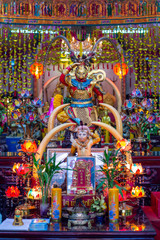 Monkey king god (Sun Wukong, Tai-Sia-Hood-jow) in chinese shrine.