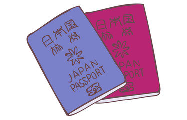 色違いの日本のパスポートのイラスト