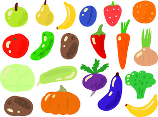 set of vegetables and fruits for cooking healthy food. to advertise a restaurant and online grocery delivery