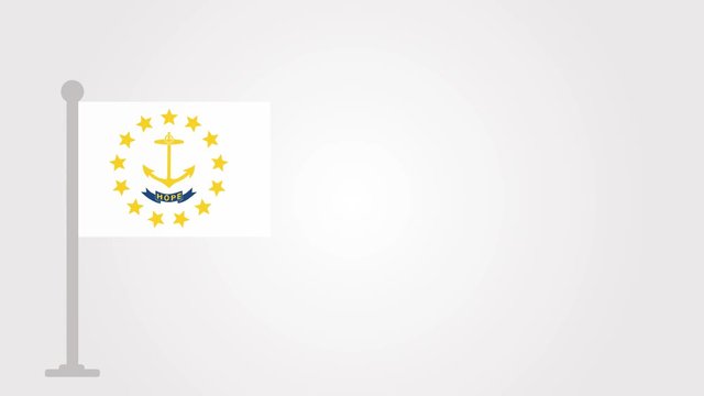 Rhode Island short flag animation on tiny flagpole.