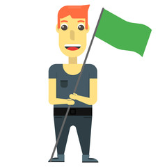 Young man with a flag in his hands