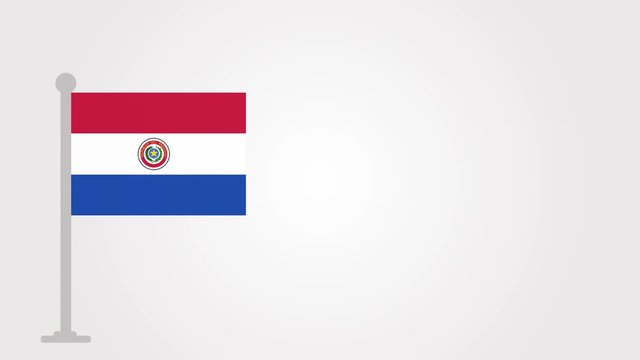 Paraguay short flag animation on tiny flagpole.