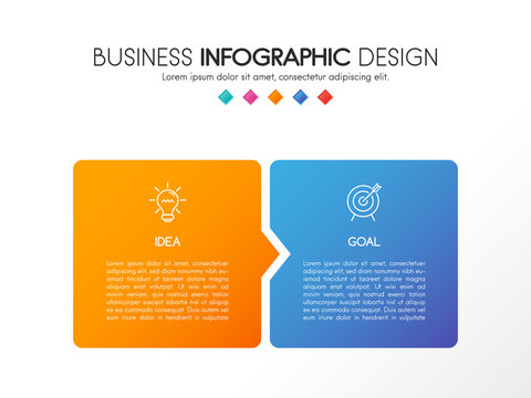 Business flowchart with 2 steps. Infographic template. Vector