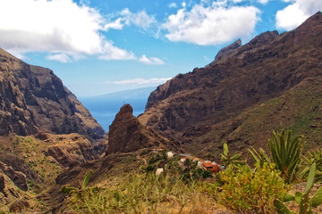 view of the picturesque town of Masca on the Spanish Canary Island Tenerife