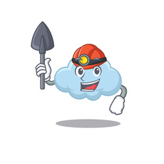 Blue cloud miner cartoon design concept with tool and helmet