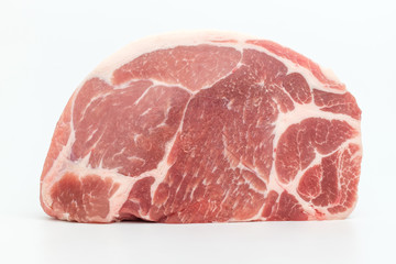 Thick pork on white background