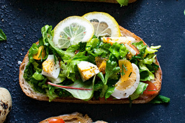 Fresh homemade open faced sandwiches recipe idea