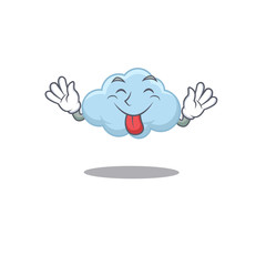 An amusing face blue cloud cartoon design with tongue out