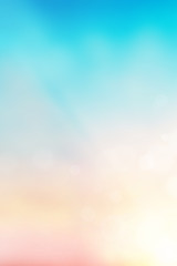 Blur pastels gradient sunset background on soft nature sunrise peaceful morning beach outdoor. heavenly mind view at a resort deck touching sunshine, sky summer clouds. - 341254374