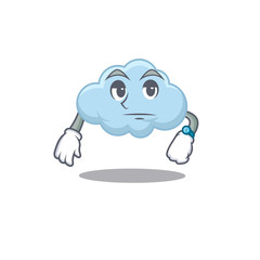 Mascot design of blue cloud showing waiting gesture