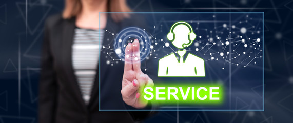 Woman touching a service concept