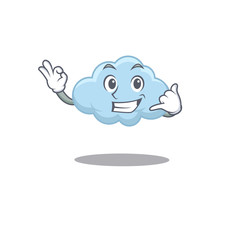 Cartoon design of blue cloud with call me funny gesture