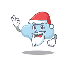 Blue cloud Santa cartoon character with cute ok finger