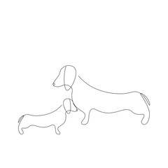 Dachshund dogs, mom and cute puppy vector illustration