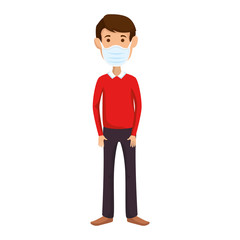 young man with face mask isolated icon vector illustration design