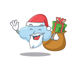 Cartoon design of blue cloud Santa with Christmas gift