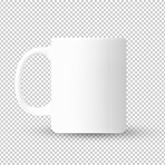 mockup white ceramic coffee cup isolated on transparent background with clipping path