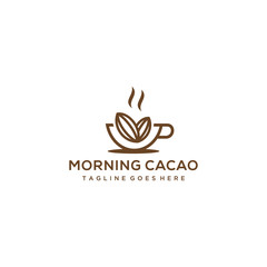 Creative Minimalist modern morning enjoy with hot chocolate logo template