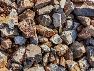 Building material crushed rubble stone for concrete close-up as a background.